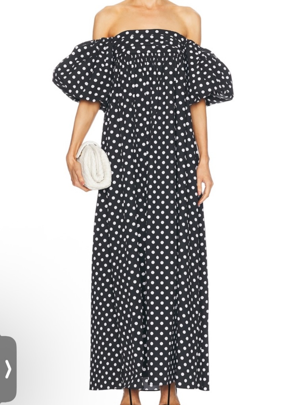 Caroline Constas Off-Shoulder Black Polka Dot Maxi Dress
